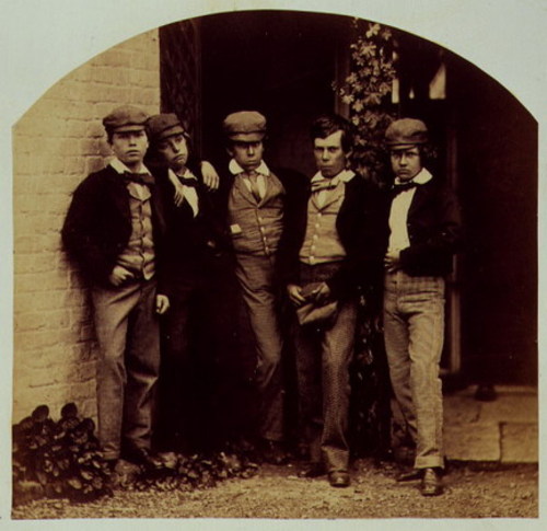 Five boys from Twyford School, 1859.  [(signed) Clement D. E. Malet, Ralph Clutton, John Henry Clutton, F. G. Richardson, John S